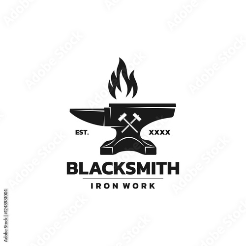 Icon anvil for blacksmith. Symbol blacksmith logo. Sign silhouette anvil. Heavy industry. Suitable for your design need, logo, illustration, animation, etc.