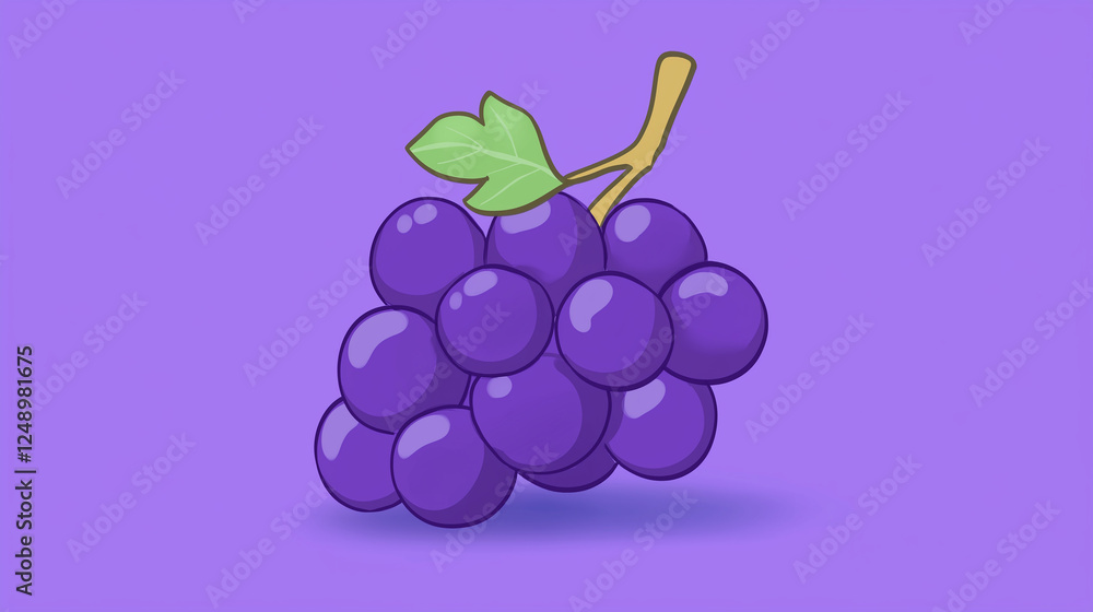 Cartoon illustration of a vibrant purple grape bunch Cartoon illustration of a vibrant purple grape bunch