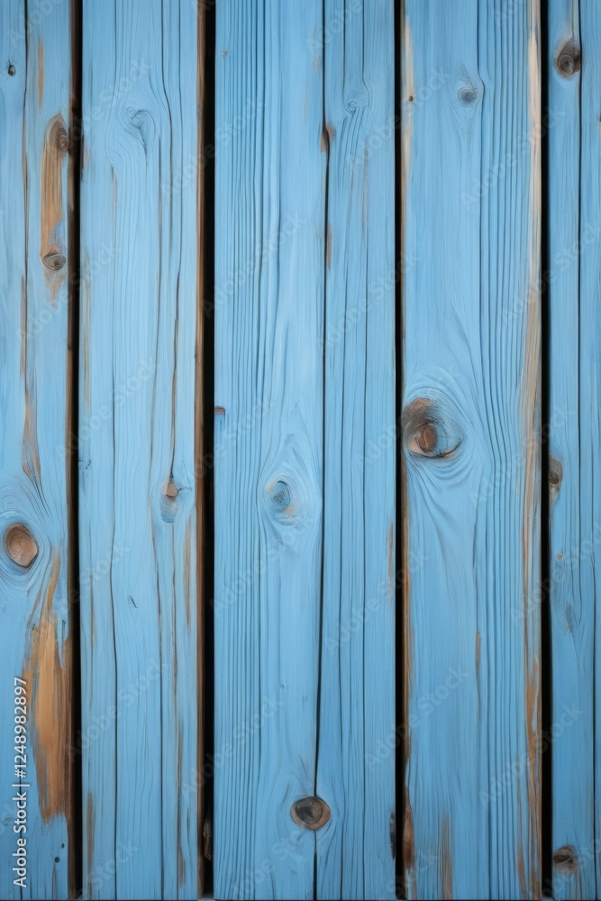 Fototapeta premium a close up of a blue wooden fence with a brown stripe