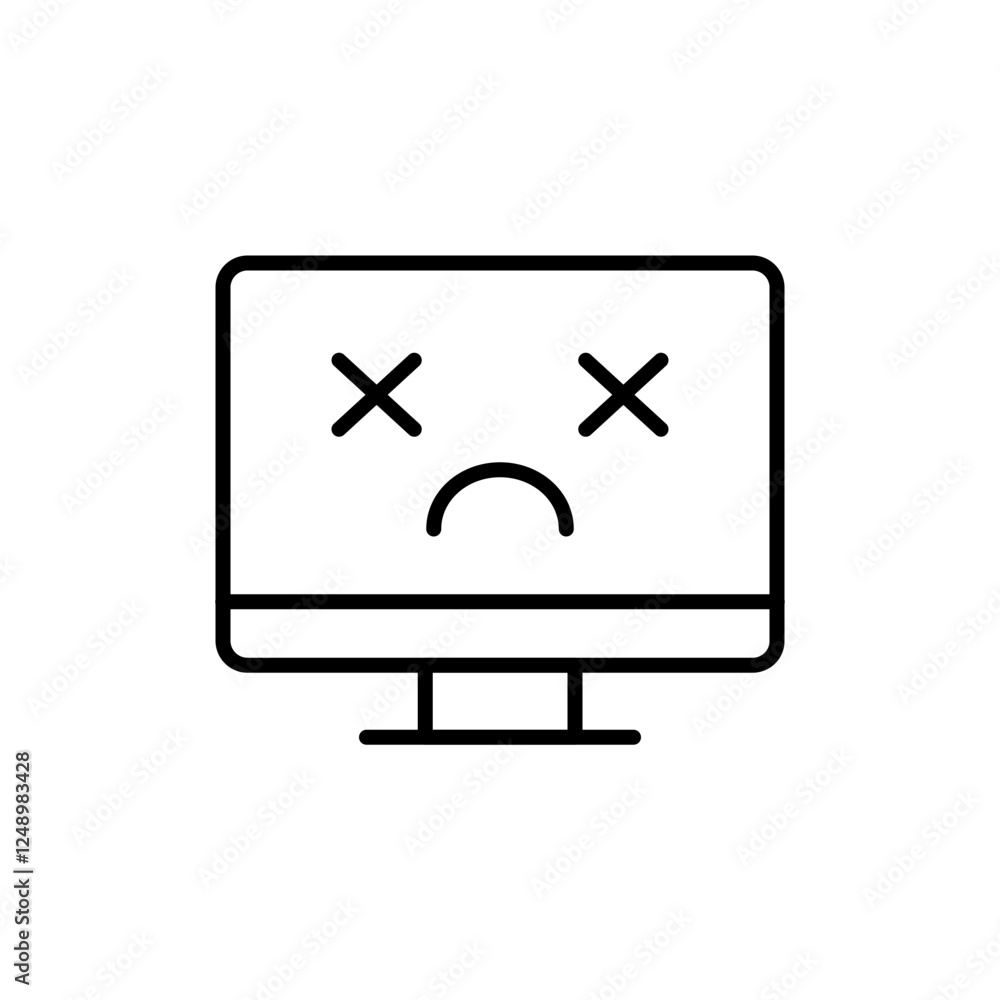 Broken monitor outline icons, minimalist vector illustration ,simple transparent graphic element .Isolated on white background Broken monitor outline icons, minimalist vector illustration ,simple transparent graphic element .Isolated on white background