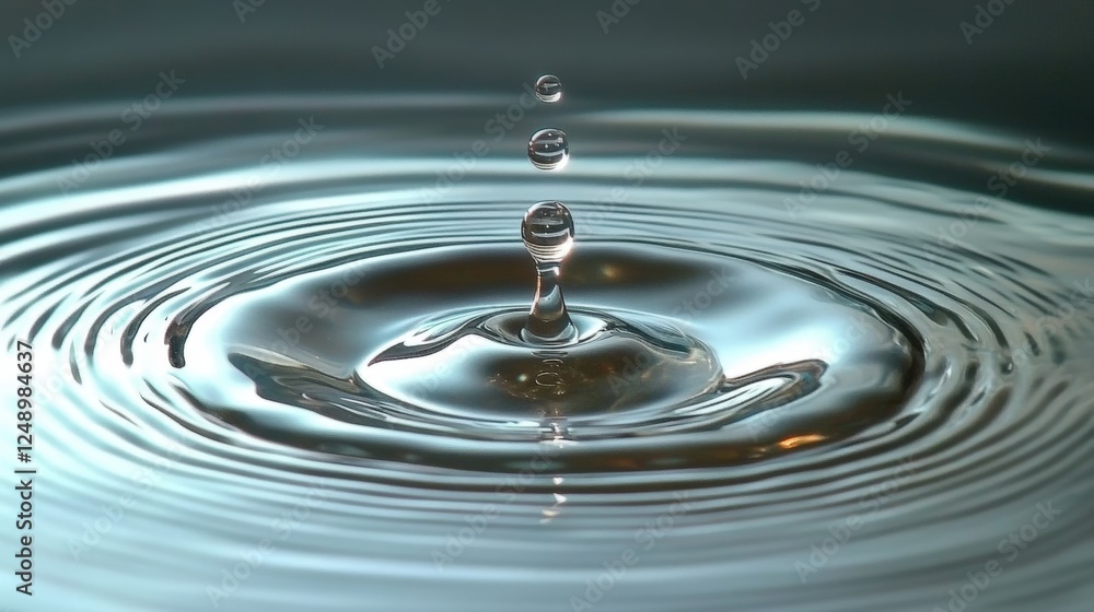 Water Drop Falling into Calm Surface Creating Ripples and Waves in Clear Reflective Pool Capturing Nature's Serene Beauty Water Drop Falling into Calm Surface Creating Ripples and Waves in Clear Reflective Pool Capturing Nature's Serene Beauty