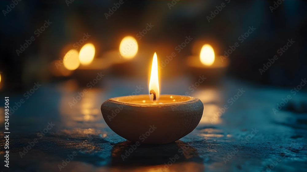 Soft glow of candlelight, peaceful ambiance, religious ritual, meditation Soft glow of candlelight, peaceful ambiance, religious ritual, meditation