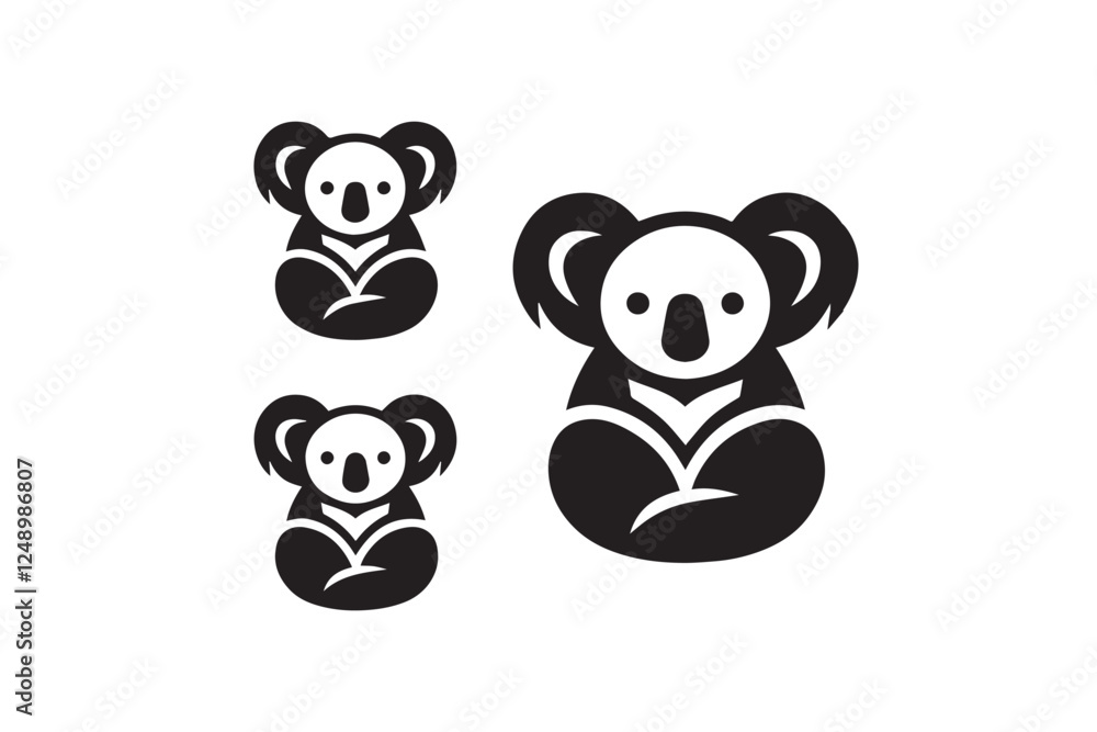 Naklejka premium koala black color vector silhouette illustration isolated in white background