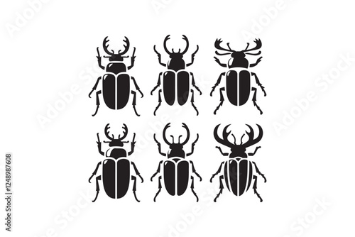 beetle black color vector silhouette illustration isolated in white background