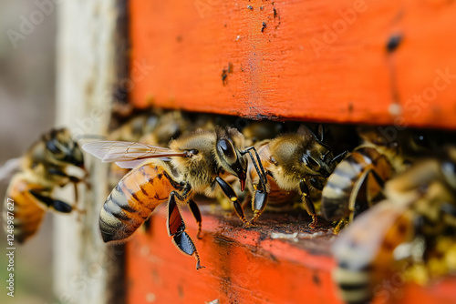 Work of bees in the hive - collecting nectar photo