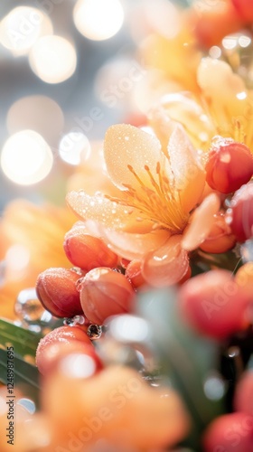 Vibrant orange blossoms with dew drops highlighting nature's beauty