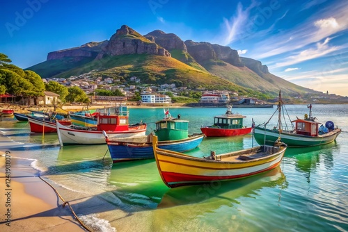 Colorful Boats at Fish Hoek Beach, Cape Town, South Africa