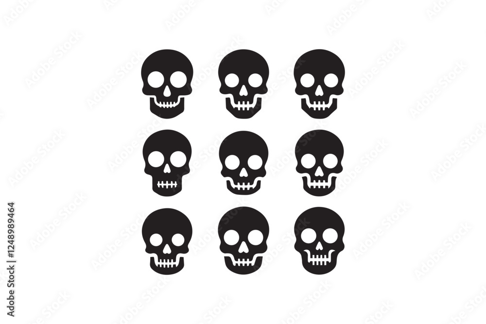 Fototapeta premium Skull head black color vector silhouette illustration isolated in white background