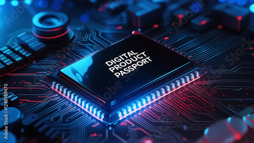 Obraz na płótnie Digital Product Passport – The Future of Transparent and Secure Product Data, product transparency, smart authentication, supply chain tracking, blockchain technology, digital identity. w salonie