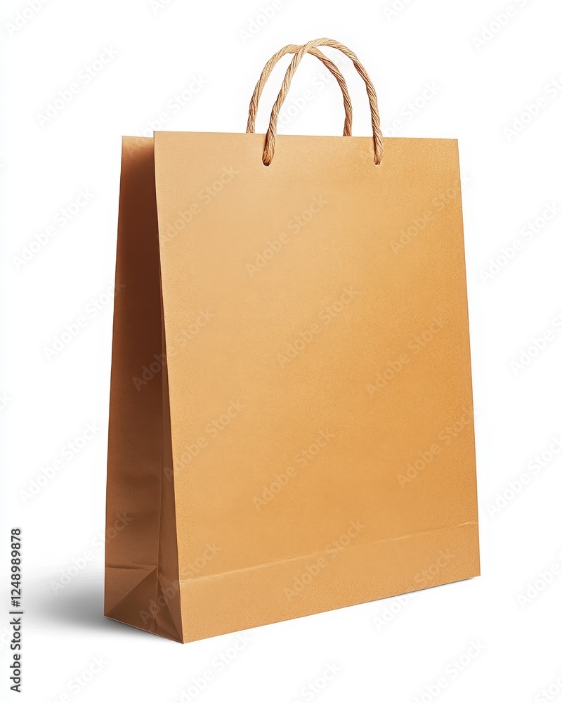 Brown Paper Shopping Bag with Twisted Handles on White Background Brown Paper Shopping Bag with Twisted Handles on White Background