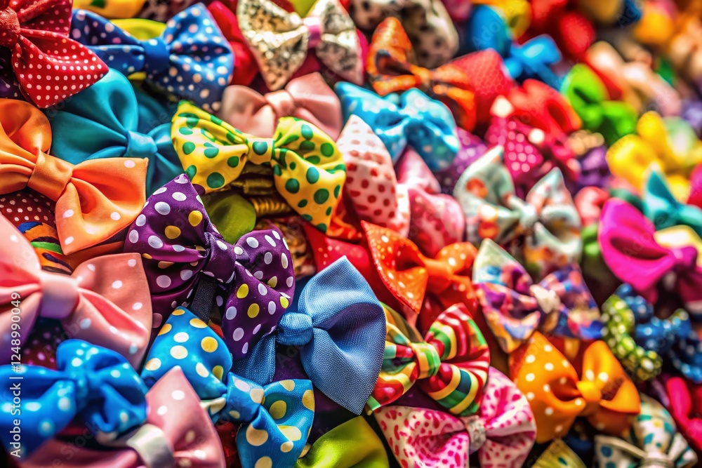 Colorful Pet Grooming Bows and Bandanas on Shelf - Macro Photography Colorful Pet Grooming Bows and Bandanas on Shelf - Macro Photography