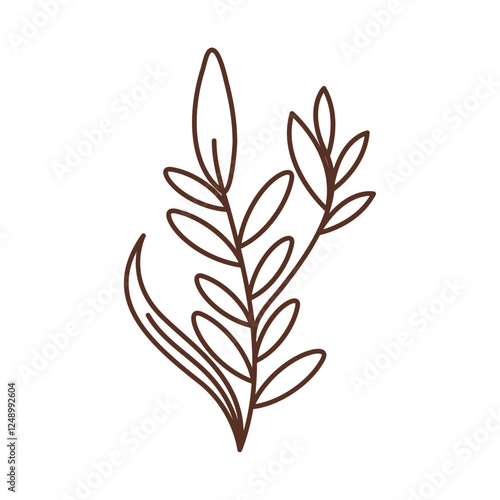 Boho aesthetic botanical line art leaf