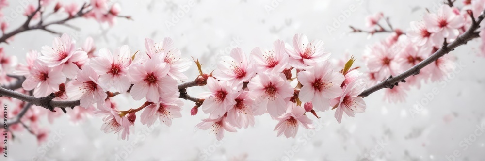 Delicate cherry blossom watercolor effect on white background, pink, nature Delicate cherry blossom watercolor effect on white background, pink, nature