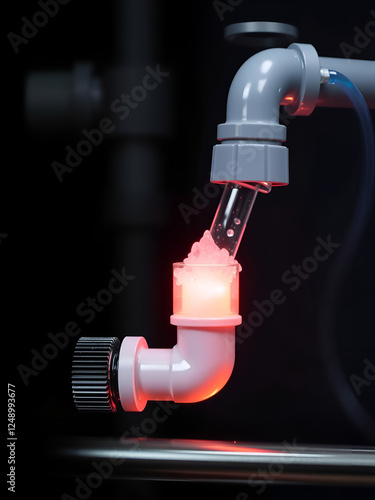 Chemistry dosing pump for pipes with crystallizing chemistry at the joints. photo