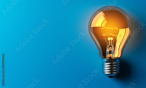 Illuminating Ideas Light Bulb on Blue Background Graphic Design Digital Environment Creative Concept