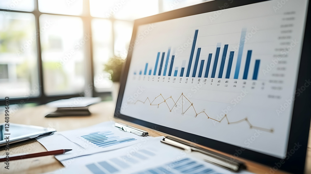 Business data analysis on computer screen Business data analysis on computer screen