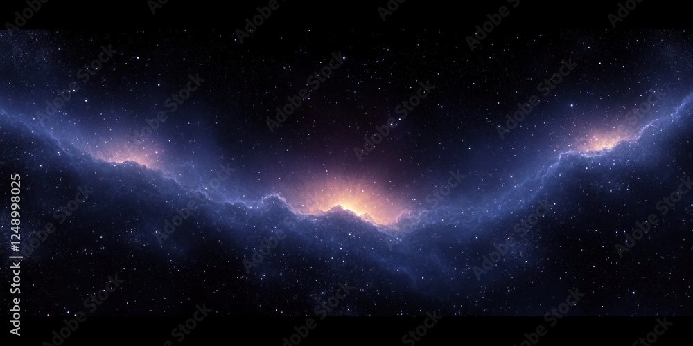 Fototapeta premium Cosmic Nebula Starry Sky Digital Art Panoramic Space Background