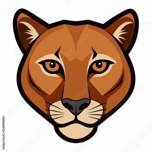 Cougar Head Vector Illustration – Fierce Line Art Design for Printable Graphics