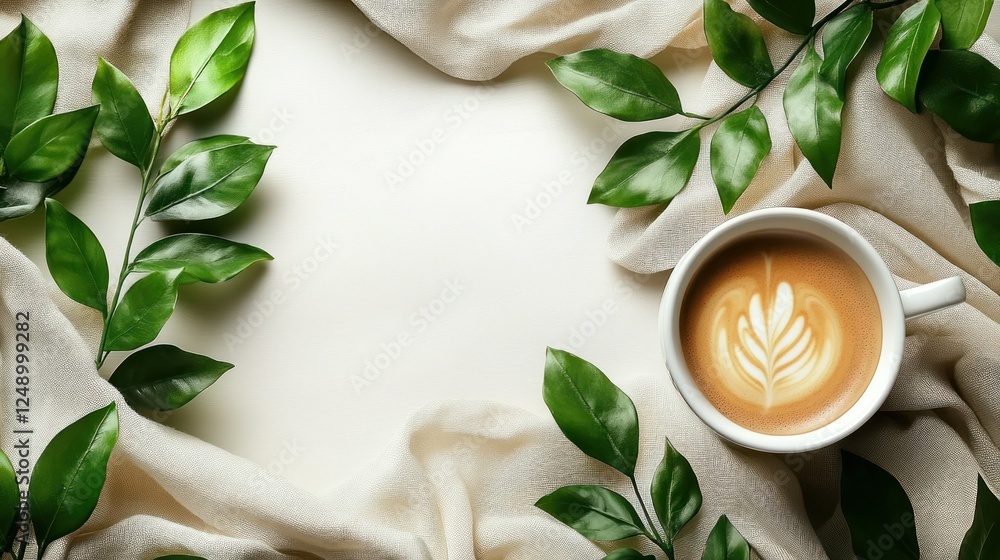 Latte Art and Greenery: A Serene Coffee Break Latte Art and Greenery: A Serene Coffee Break