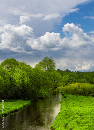 River with a cloudy sky in the background