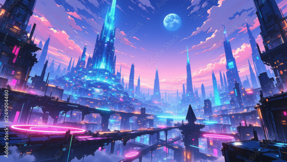 Obraz premium anime wallpaper abstract illustration background..