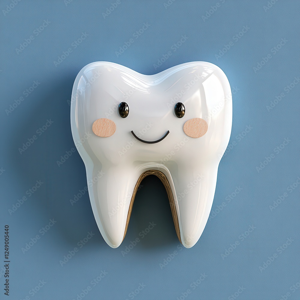 Adorable Cartoon Tooth Character With Cheerful Expression Adorable Cartoon Tooth Character With Cheerful Expression