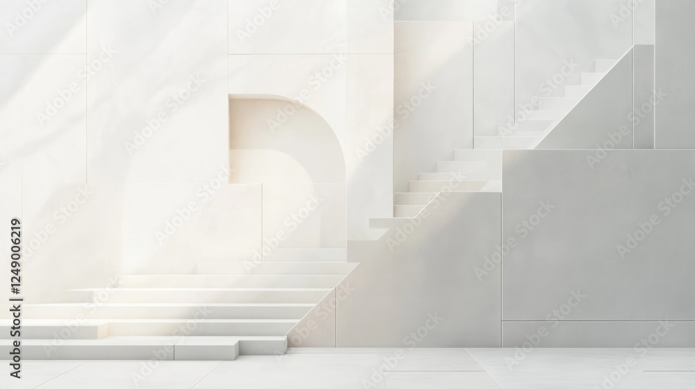 Minimalistic White Geometric Composition with Soft Light and Copy Space Minimalistic White Geometric Composition with Soft Light and Copy Space