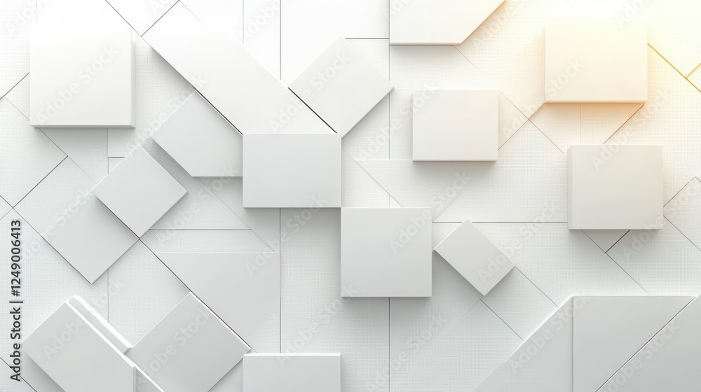 Modern Minimalist White 3D Squares Background with Soft Lighting and Geometric Shapes Modern Minimalist White 3D Squares Background with Soft Lighting and Geometric Shapes