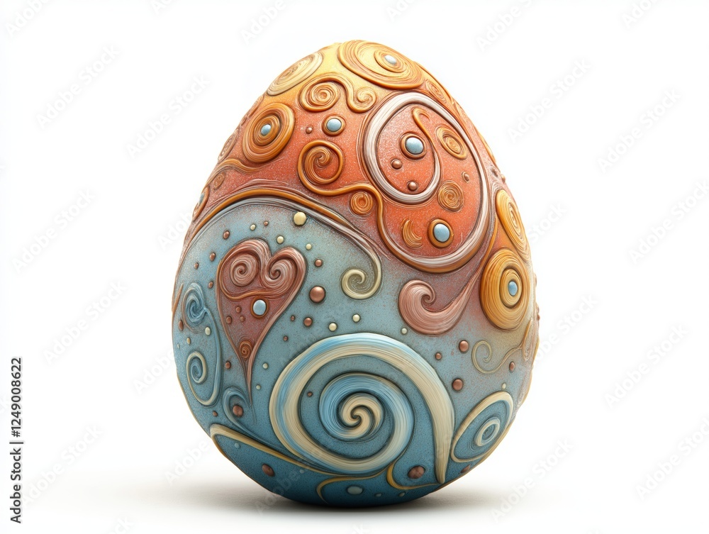 Abstract design of a pastel-colored Easter egg with swirling patterns Abstract design of a pastel-colored Easter egg with swirling patterns