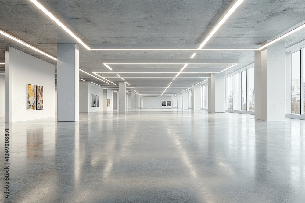 Spacious and Modern Empty Room with White Walls and Concrete Floor Suitable for Various Events and Creative Activities Spacious and Modern Empty Room with White Walls and Concrete Floor Suitable for Various Events and Creative Activities
