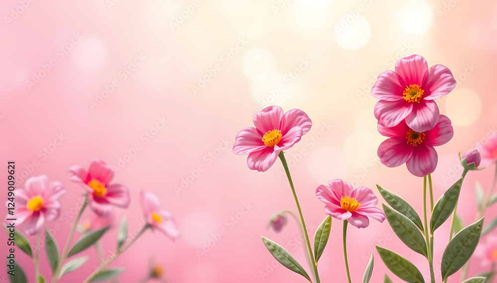 The pink background has beautiful flowers and bokeh. with white shades The pink background has beautiful flowers and bokeh. with white shades