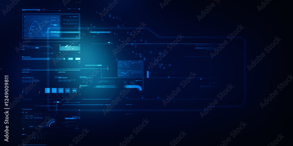 Fototapeta premium 2d illustration Abstract futuristic electronic circuit technology background