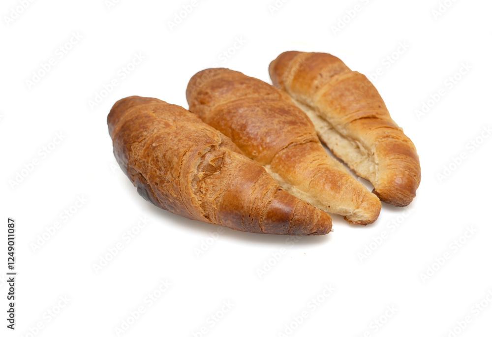 Three croissants are on a white background Three croissants are on a white background