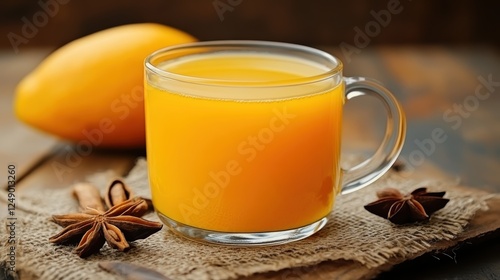 Warm Homemade Hot Cider Cozy Kitchen Food Photography Rustic Environment Close-Up Seasonal Comfort photo