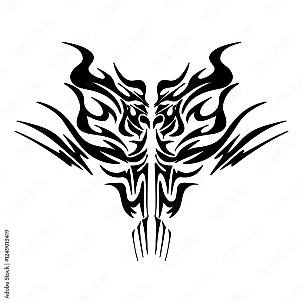 Obraz premium A symmetrical tribal tattoo design, perfect for adding a touch of edgy style to your projects