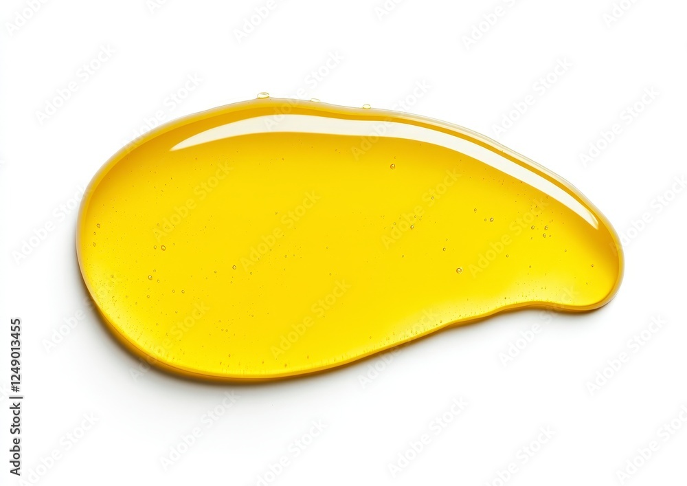 Glossy Yellow Oil Drop on White Background for Culinary Uses Glossy Yellow Oil Drop on White Background for Culinary Uses