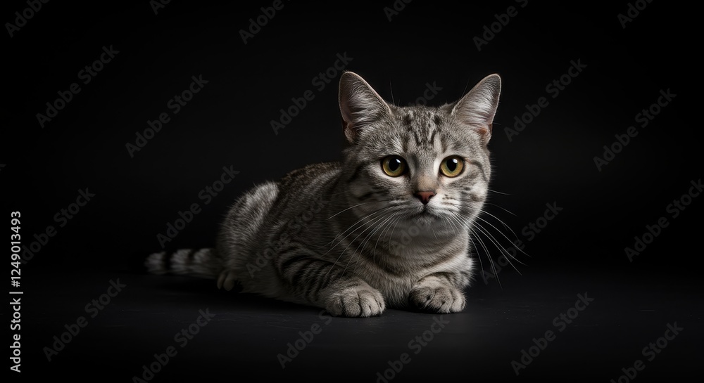Majestic Portrait of a Striped Cat in Dramatic Lighting -Perfect for Pet Lovers and Animal-Themed Projects Majestic Portrait of a Striped Cat in Dramatic Lighting -Perfect for Pet Lovers and Animal-Themed Projects