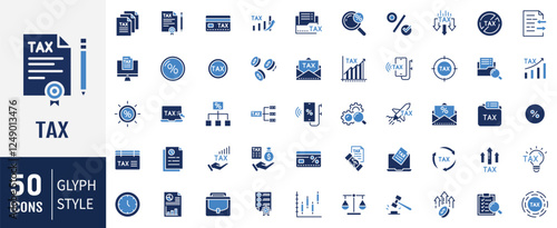 Tax icon set. Containing Payment, report, fee, percent and more. Vector illustration