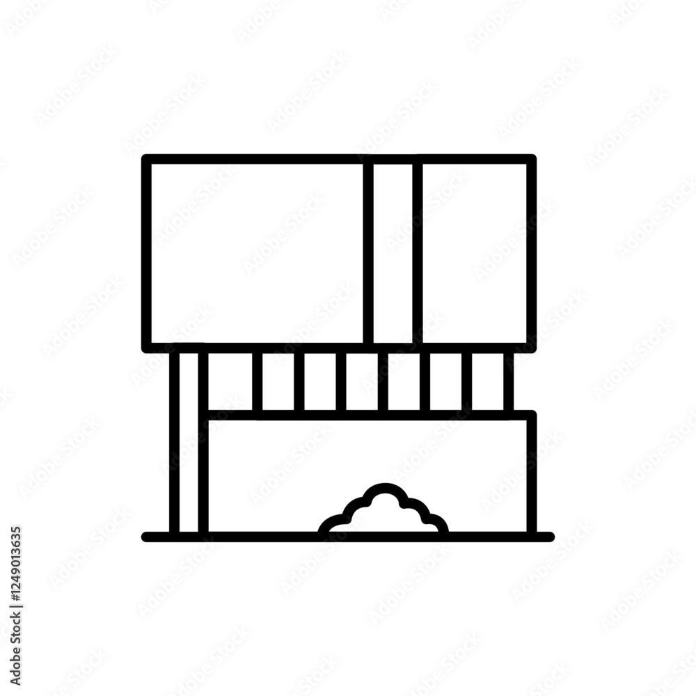 Fototapeta premium Modern industrial house outline icons, minimalist vector illustration ,simple transparent graphic element .Isolated on white background