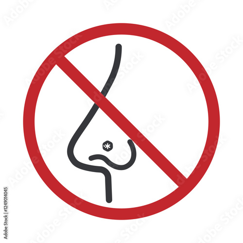 Isolated prohibition sign : do not piercings on nose