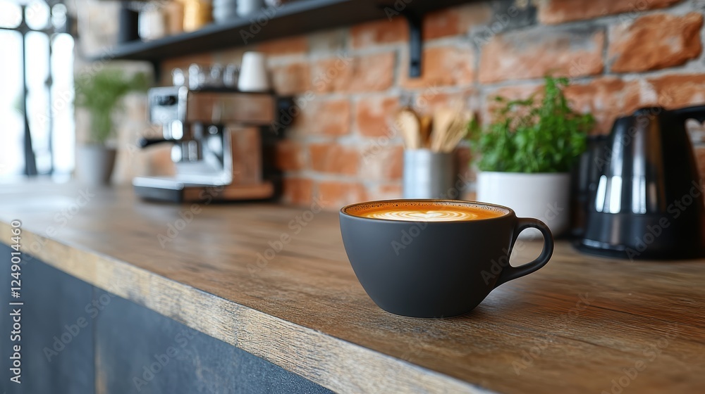 Brewing Homemade Espresso Kitchen Counter Professional Photo Cozy Environment Close-Up Realisti Brewing Homemade Espresso Kitchen Counter Professional Photo Cozy Environment Close-Up Realisti