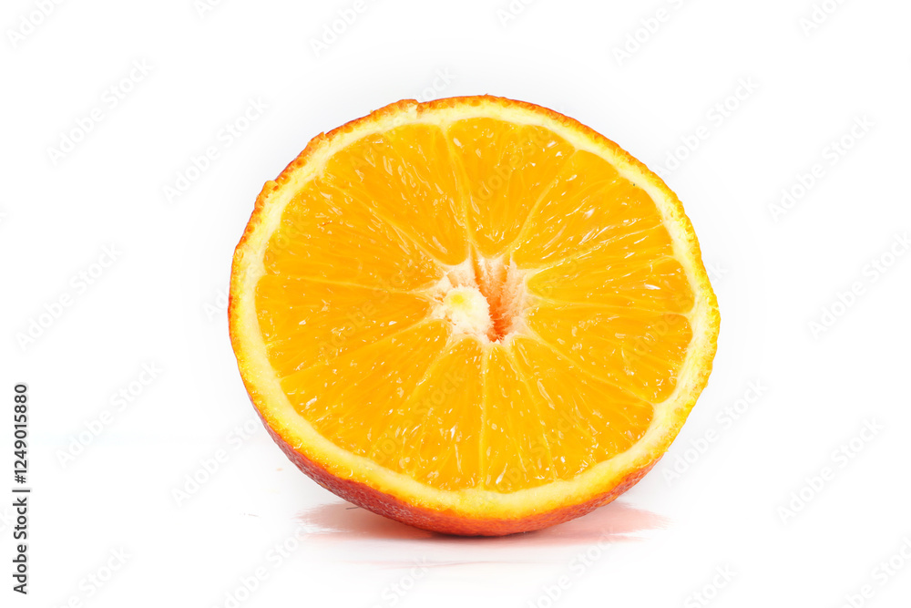 Close-up of a half orange, juicy segment Close-up of a half orange, juicy segment