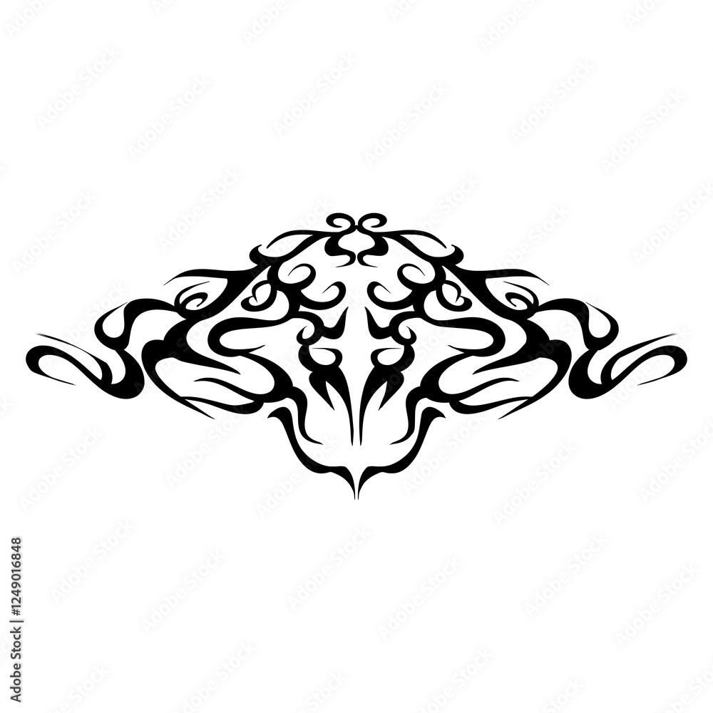 A symmetrical tribal tattoo design, perfect for adding a touch of edgy style to your projects A symmetrical tribal tattoo design, perfect for adding a touch of edgy style to your projects