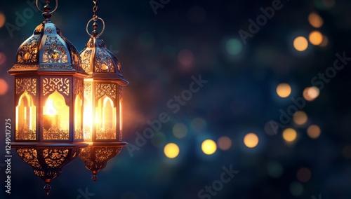 Wallpaper Mural Glowing Ramadan lanterns hanging, night bokeh Torontodigital.ca