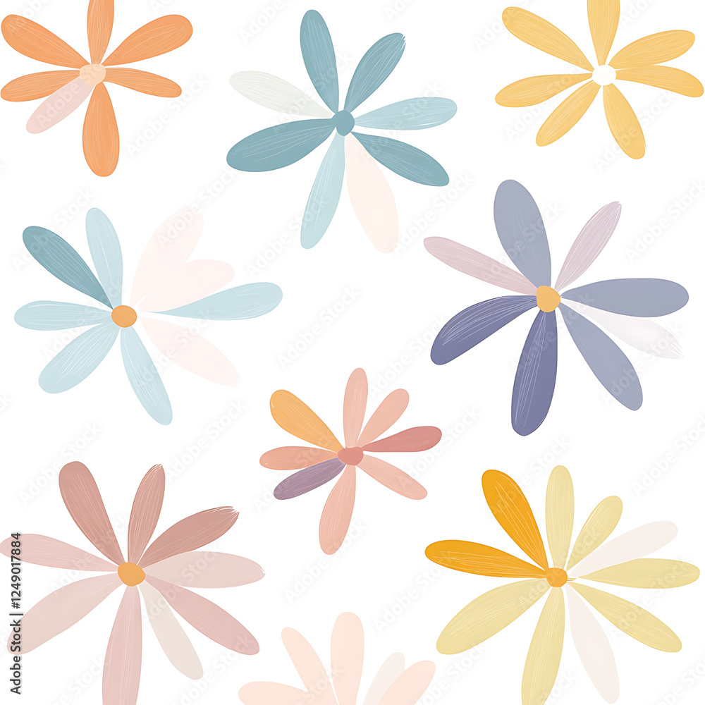 Obraz premium flowers and leaves in pictures illustrator2D