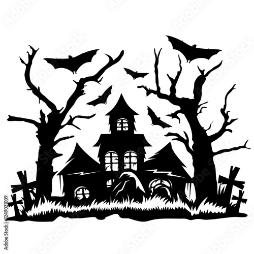 Haunted House Silhouette, Halloween