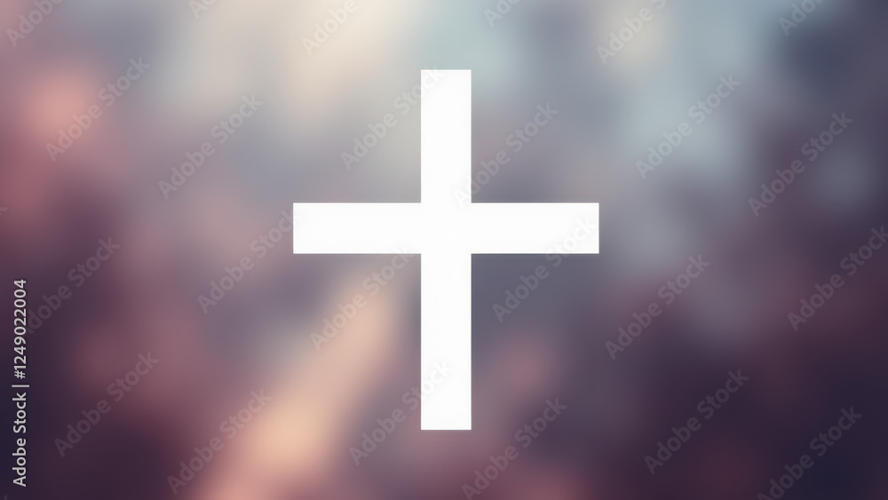 Obraz premium A graphic with a stylized cross set against an artistic cosmic background.
