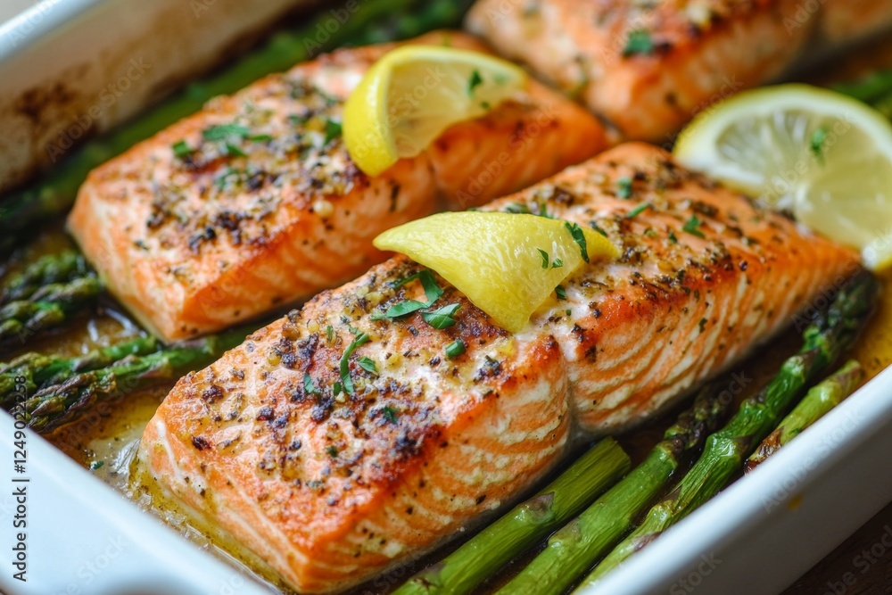 Baked salmon asparagus lemon recipe dish (1) Baked salmon asparagus lemon recipe dish (1)