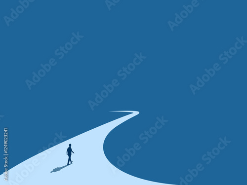 Searching for opportunities, people walking on a long career road