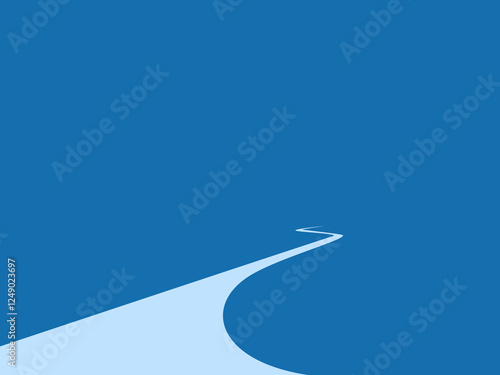 Lonely, long and difficult road on blue background. business concept